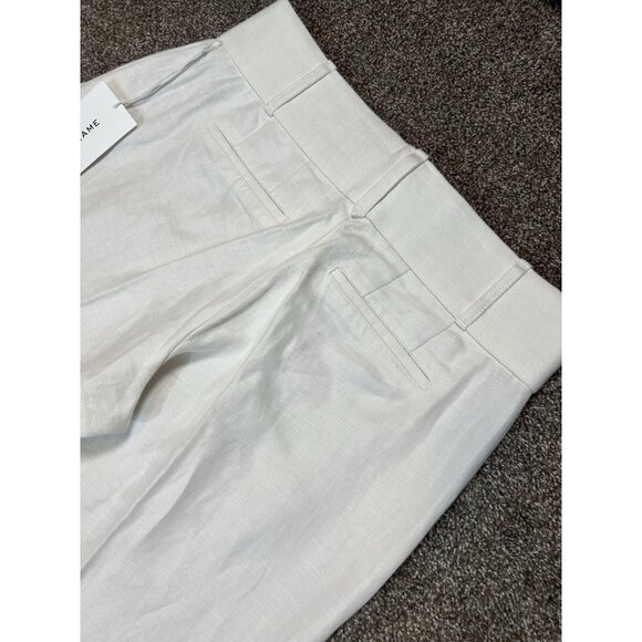 Frame Women’s Linen Cotton Pants Size 6 White Wide Leg High Rise Zipper NWT - Picture 13 of 15